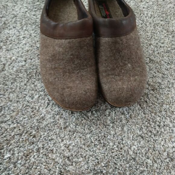 Haflinger Womens 41 Slip On Mule Clogs Wool Wedge Brown Tan - Picture 9 of 13